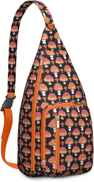 Shoulder Sling Crossbody Casual Chest Bag For Travel Sports Running,Backpack for Men & Women Lightweight Sports BagCrossbody Concealed Carry,Mushroom Shoulder Bag Waterproof Chest Bag