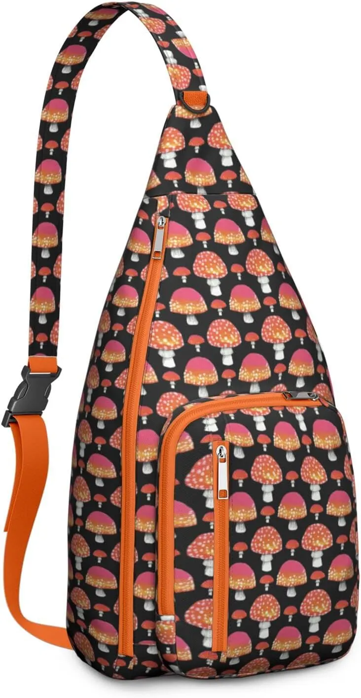 Shoulder Sling Crossbody Casual Chest Bag For Travel Sports Running,Backpack for Men & Women Lightweight Sports BagCrossbody Concealed Carry,Mushroom Shoulder Bag Waterproof Chest Bag