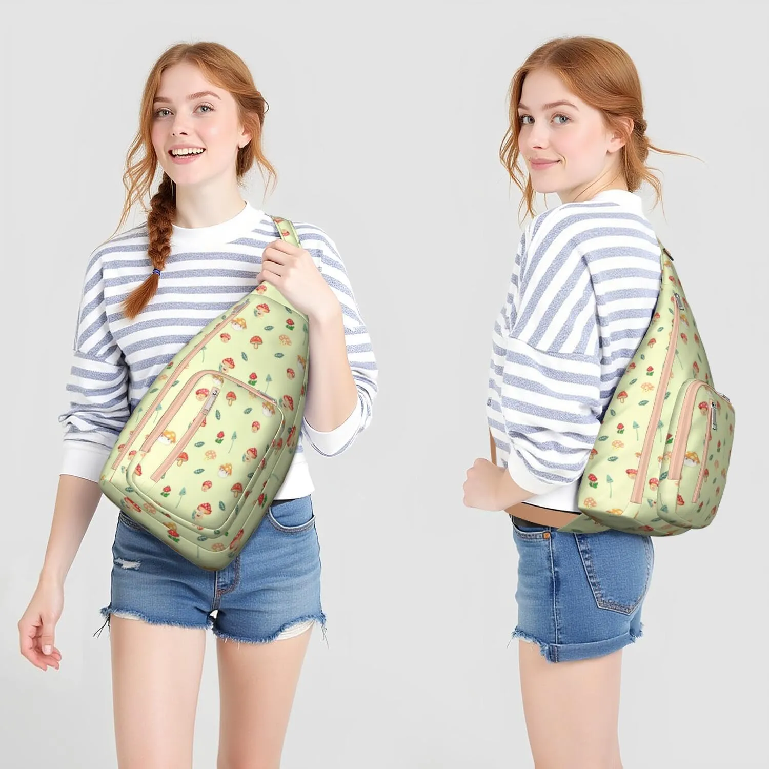 Shoulder Sling Crossbody Casual Chest Bag For Travel Sports Running,Backpack for Men & Women Lightweight Sports BagCrossbody Concealed Carry,Mushroom Shoulder Bag Waterproof Chest Bag