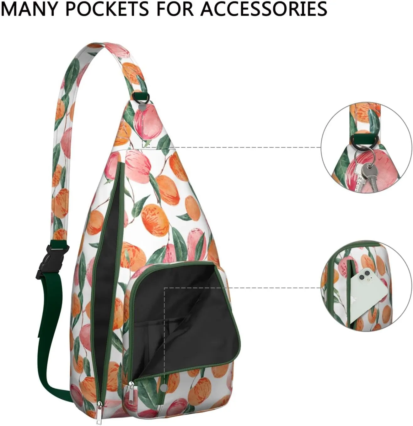 Shoulder Sling Crossbody Casual Chest Bag For Travel Sports Running,Backpack for Men & Women Lightweight Sports BagCrossbody Concealed Carry,Peach Shoulder Bag Waterproof Chest Bag