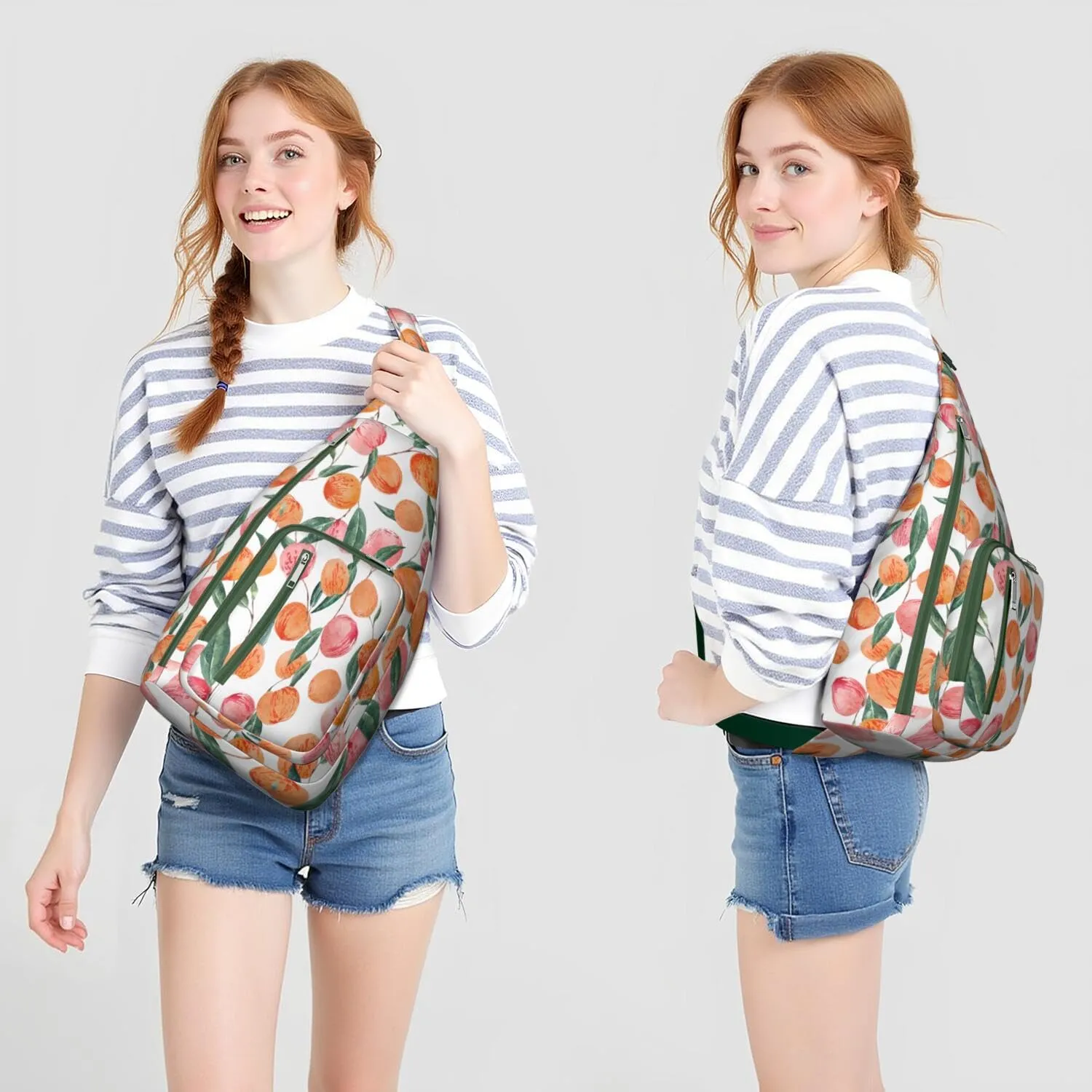 Shoulder Sling Crossbody Casual Chest Bag For Travel Sports Running,Backpack for Men & Women Lightweight Sports BagCrossbody Concealed Carry,Peach Shoulder Bag Waterproof Chest Bag