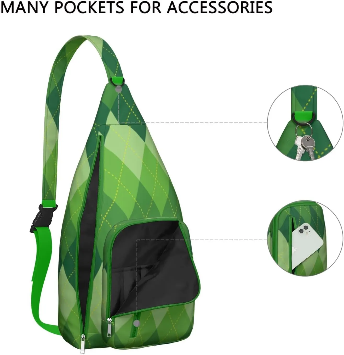 Shoulder Sling Crossbody Casual Chest Bag For Travel Sports Running,Backpack for Men & Women Lightweight Sports BagCrossbody Concealed Carry,Plaid Shoulder Bag Waterproof Chest Bag