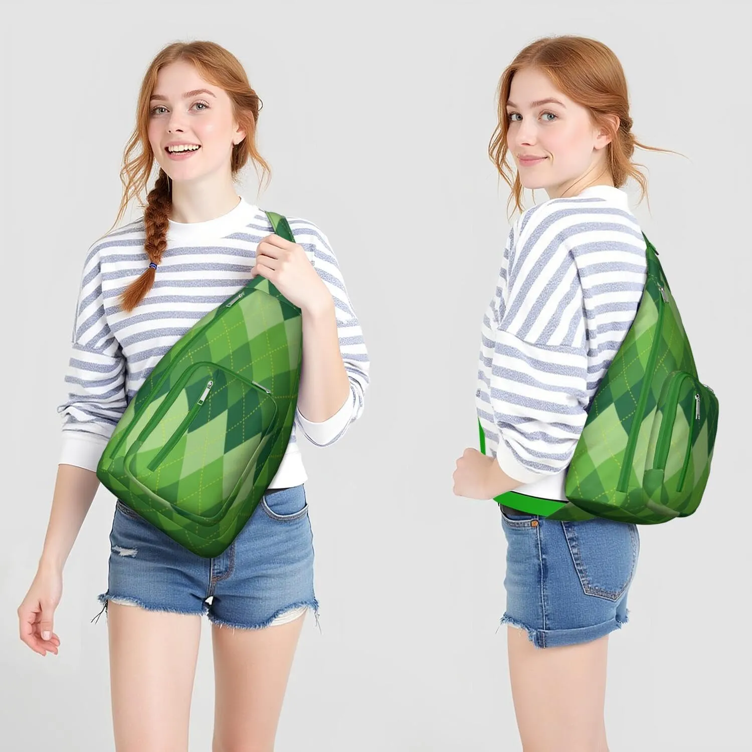 Shoulder Sling Crossbody Casual Chest Bag For Travel Sports Running,Backpack for Men & Women Lightweight Sports BagCrossbody Concealed Carry,Plaid Shoulder Bag Waterproof Chest Bag