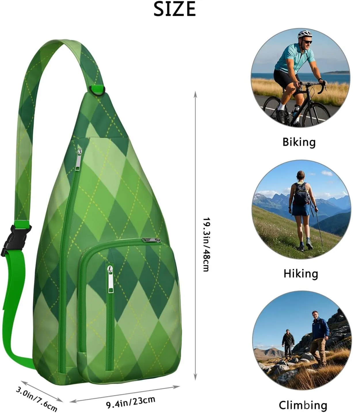Shoulder Sling Crossbody Casual Chest Bag For Travel Sports Running,Backpack for Men & Women Lightweight Sports BagCrossbody Concealed Carry,Plaid Shoulder Bag Waterproof Chest Bag