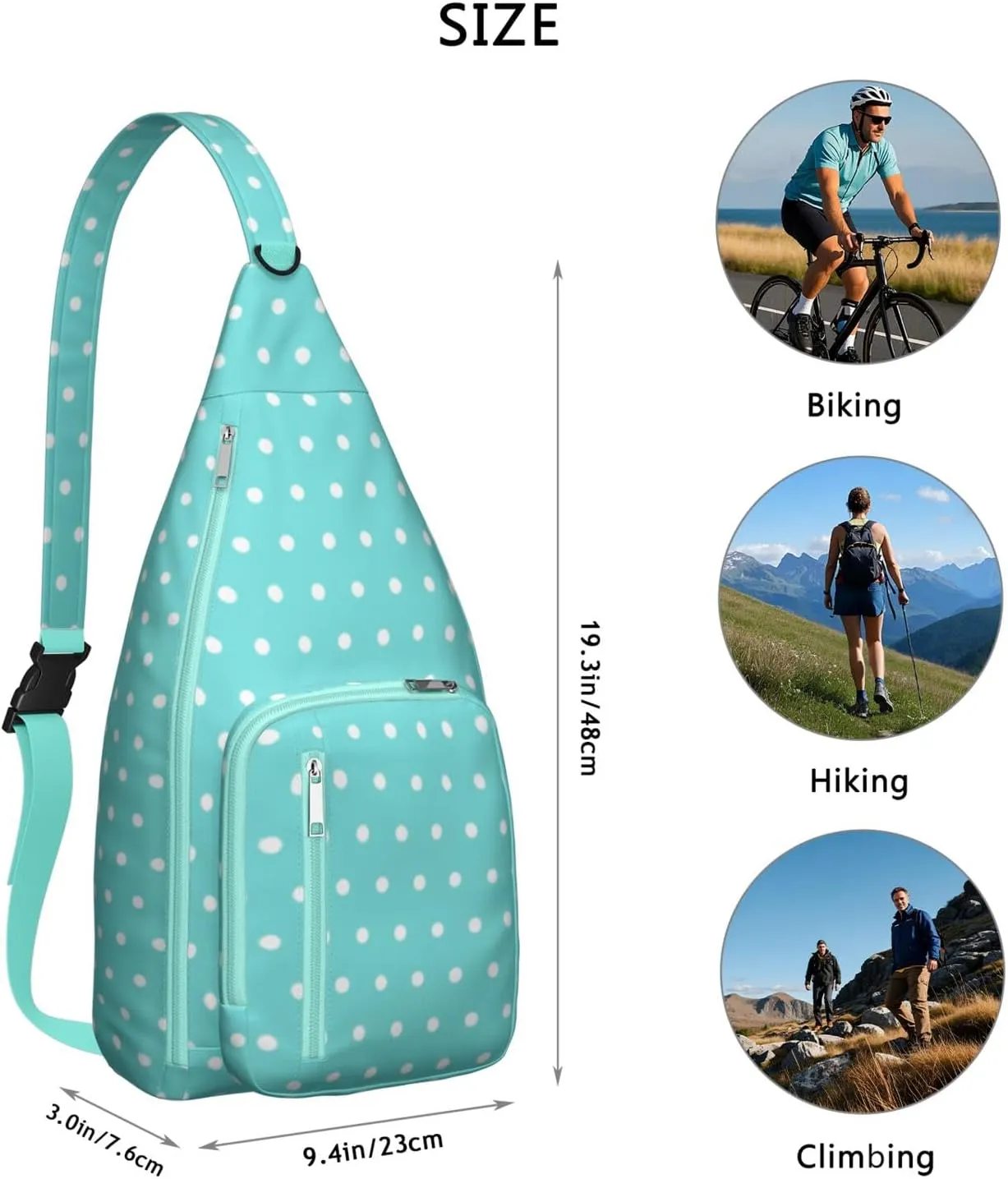 Shoulder Sling Crossbody Casual Chest Bag For Travel Sports Running,Backpack for Men & Women Lightweight Sports BagCrossbody Concealed Carry,Polka Shoulder Bag Waterproof Chest Bag