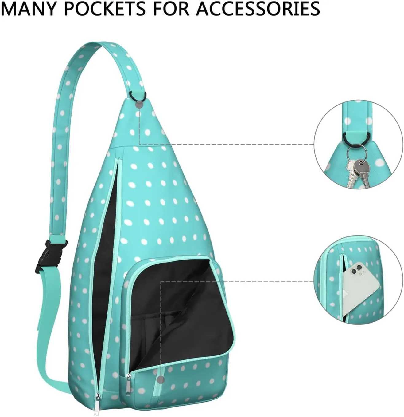 Shoulder Sling Crossbody Casual Chest Bag For Travel Sports Running,Backpack for Men & Women Lightweight Sports BagCrossbody Concealed Carry,Polka Shoulder Bag Waterproof Chest Bag