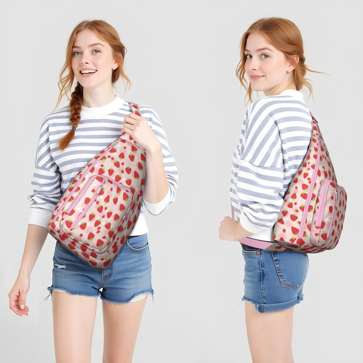 Shoulder Sling Crossbody Casual Chest Bag For Travel Sports Running,Backpack for Men & Women Lightweight Sports BagCrossbody Concealed Carry,Strawberry Shoulder Bag Waterproof Chest Bag
