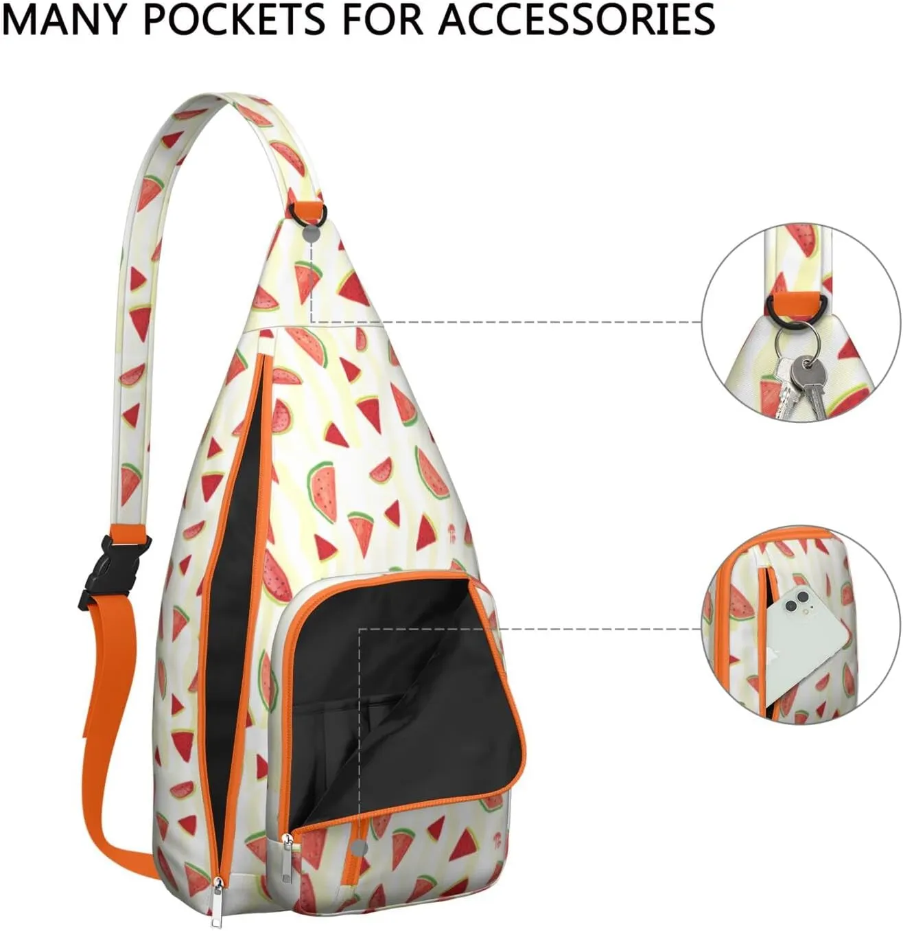 Shoulder Sling Crossbody Casual Chest Bag For Travel Sports Running,Backpack for Men & Women Lightweight Sports BagCrossbody Concealed Carry,Watermelon Shoulder Bag Waterproof Chest Bag