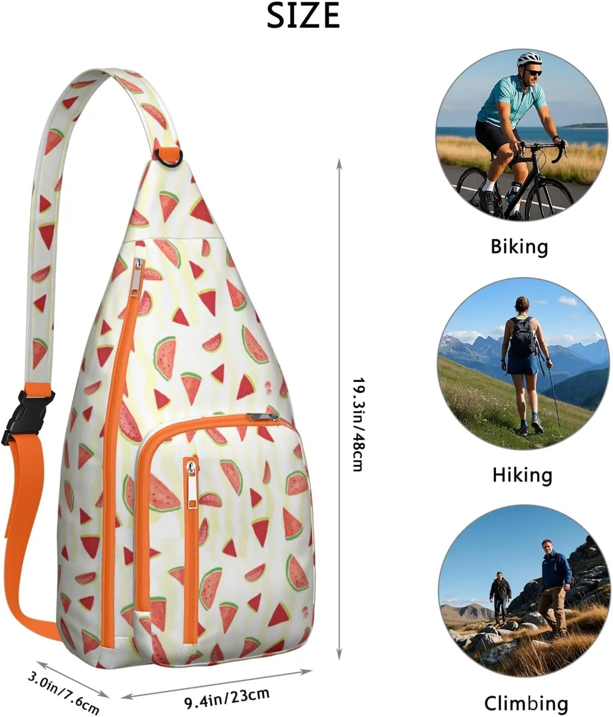 Shoulder Sling Crossbody Casual Chest Bag For Travel Sports Running,Backpack for Men & Women Lightweight Sports BagCrossbody Concealed Carry,Watermelon Shoulder Bag Waterproof Chest Bag