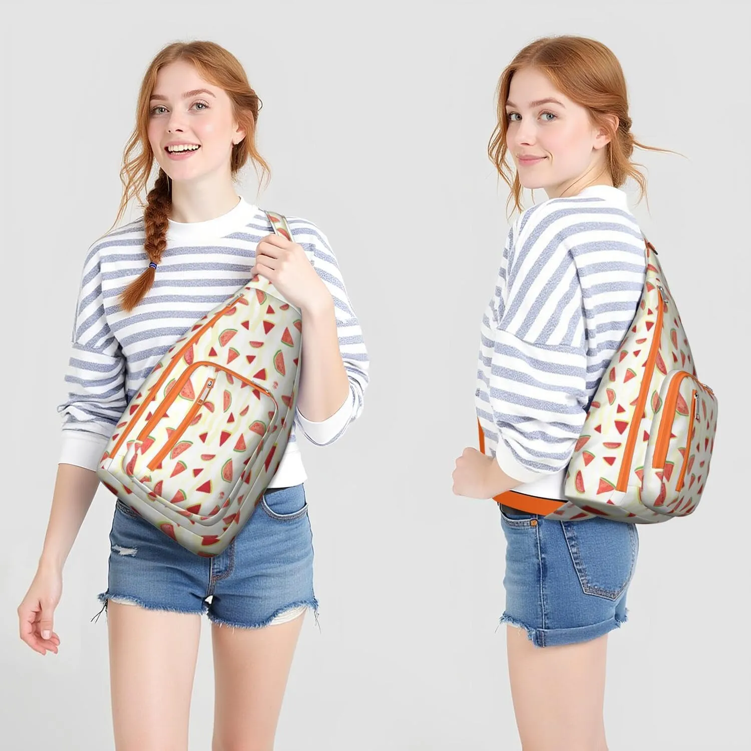 Shoulder Sling Crossbody Casual Chest Bag For Travel Sports Running,Backpack for Men & Women Lightweight Sports BagCrossbody Concealed Carry,Watermelon Shoulder Bag Waterproof Chest Bag