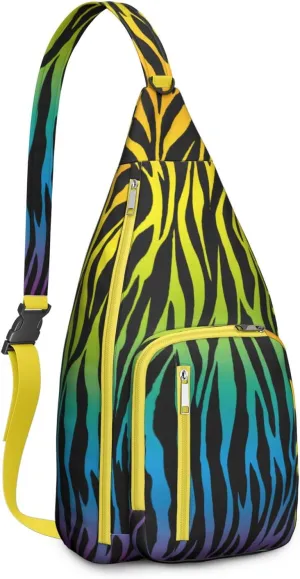 Shoulder Sling Crossbody Casual Chest Bag For Travel Sports Running,Backpack for Men & Women Lightweight Sports BagCrossbody Concealed Carry,Zebra Shoulder Bag Waterproof Chest Bag