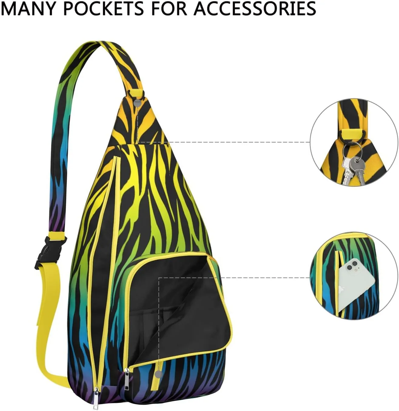 Shoulder Sling Crossbody Casual Chest Bag For Travel Sports Running,Backpack for Men & Women Lightweight Sports BagCrossbody Concealed Carry,Zebra Shoulder Bag Waterproof Chest Bag