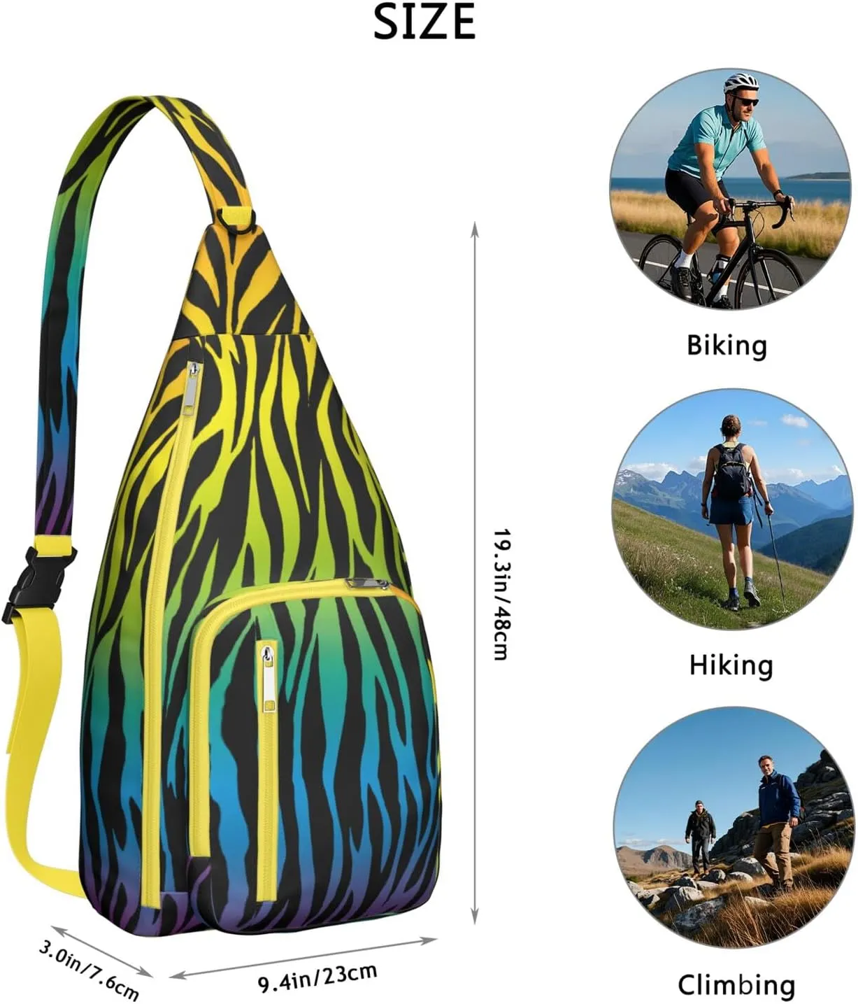 Shoulder Sling Crossbody Casual Chest Bag For Travel Sports Running,Backpack for Men & Women Lightweight Sports BagCrossbody Concealed Carry,Zebra Shoulder Bag Waterproof Chest Bag