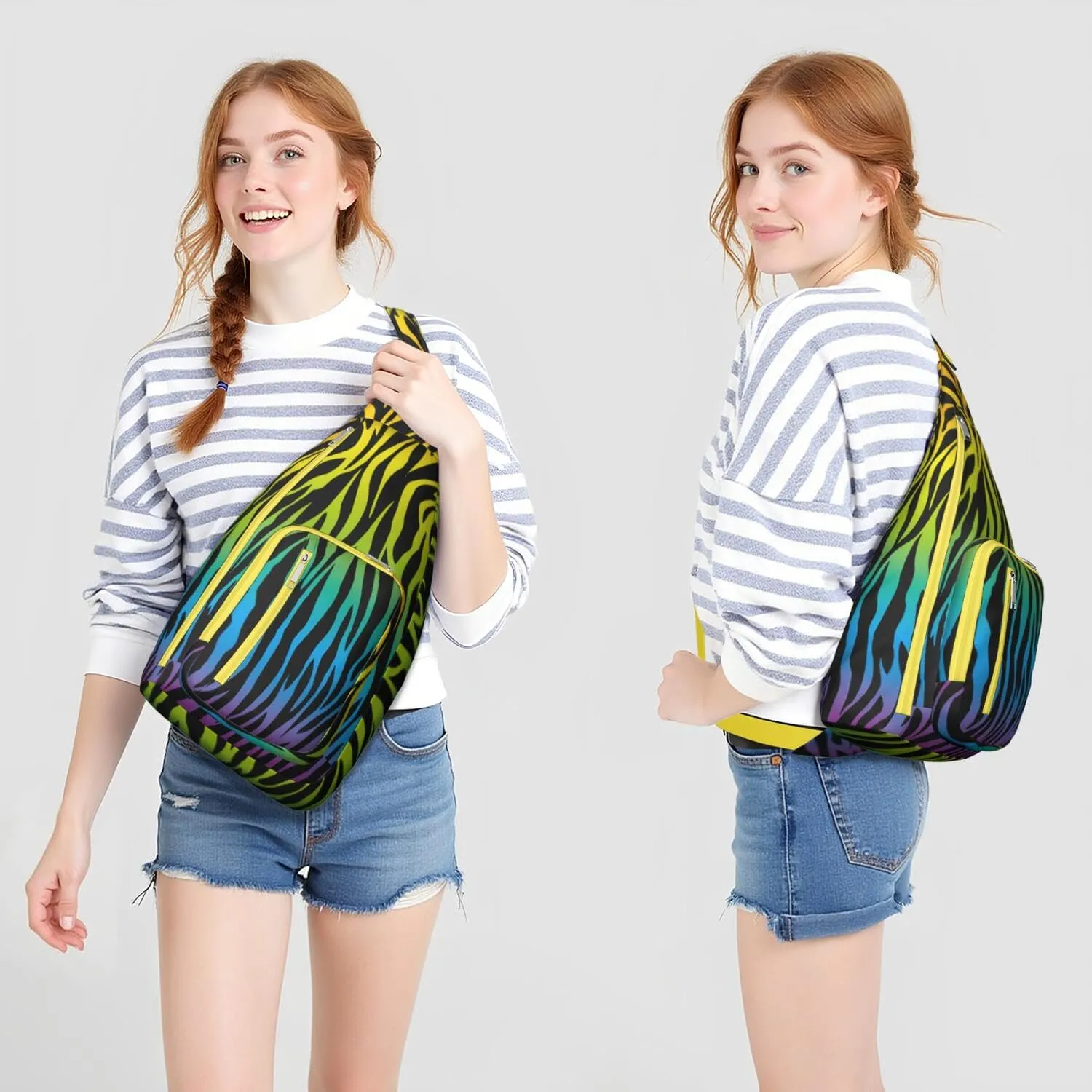 Shoulder Sling Crossbody Casual Chest Bag For Travel Sports Running,Backpack for Men & Women Lightweight Sports BagCrossbody Concealed Carry,Zebra Shoulder Bag Waterproof Chest Bag
