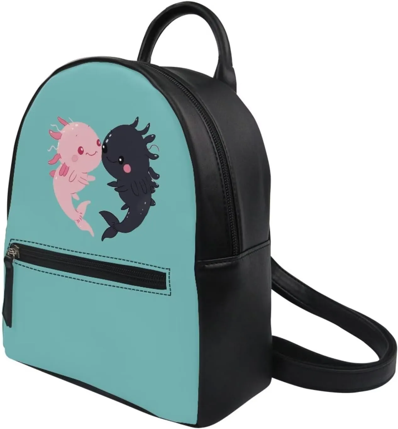 Showudesigns Axolotl Backpack Purse for Women Teens Girls Mini Backpack With Inner Pouch Purse Leather Shoulder Bags Cute Rucksack Travel Daypack Teenager Gifts Handbags Back Pack Aqua