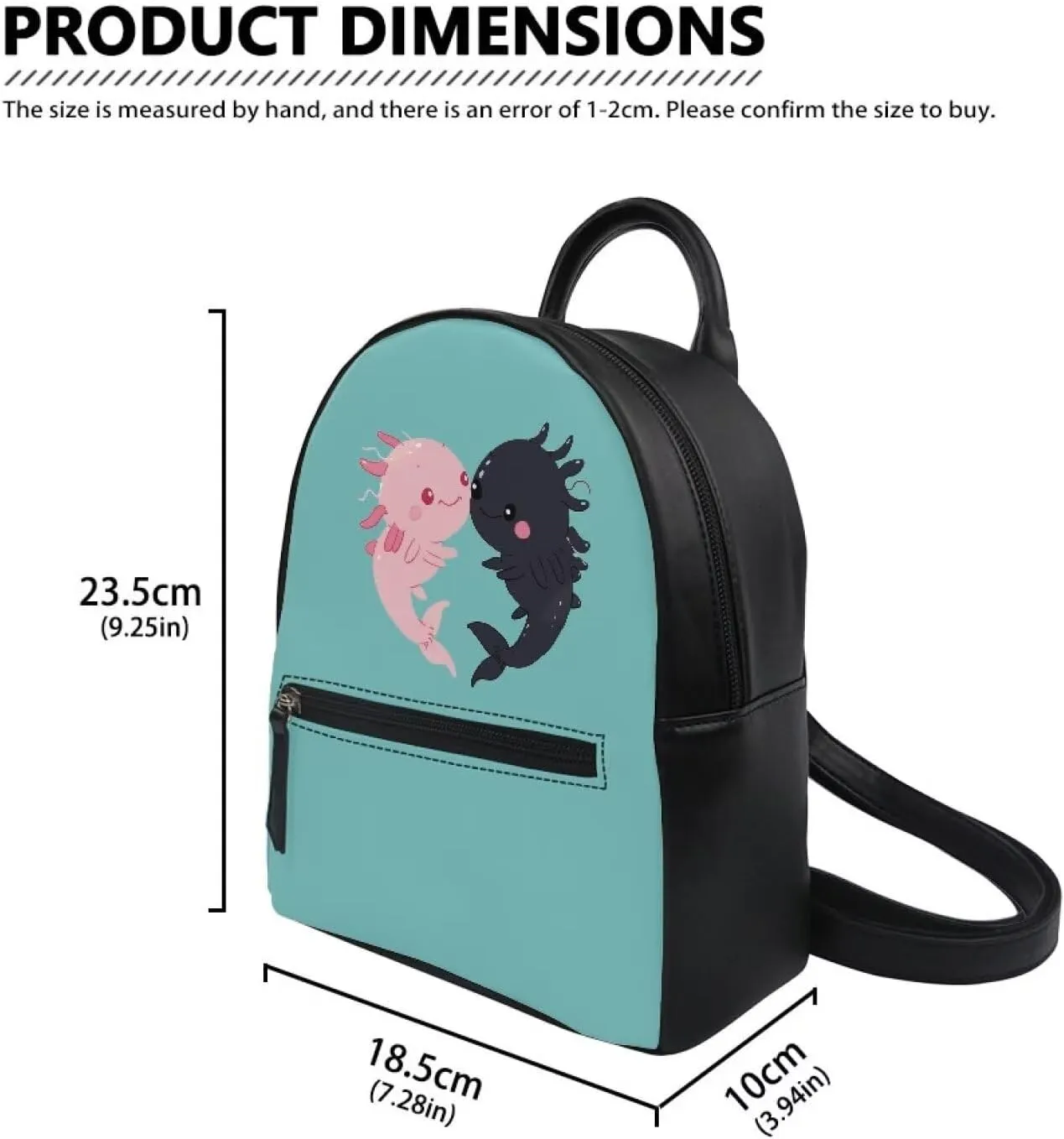 Showudesigns Axolotl Backpack Purse for Women Teens Girls Mini Backpack With Inner Pouch Purse Leather Shoulder Bags Cute Rucksack Travel Daypack Teenager Gifts Handbags Back Pack Aqua