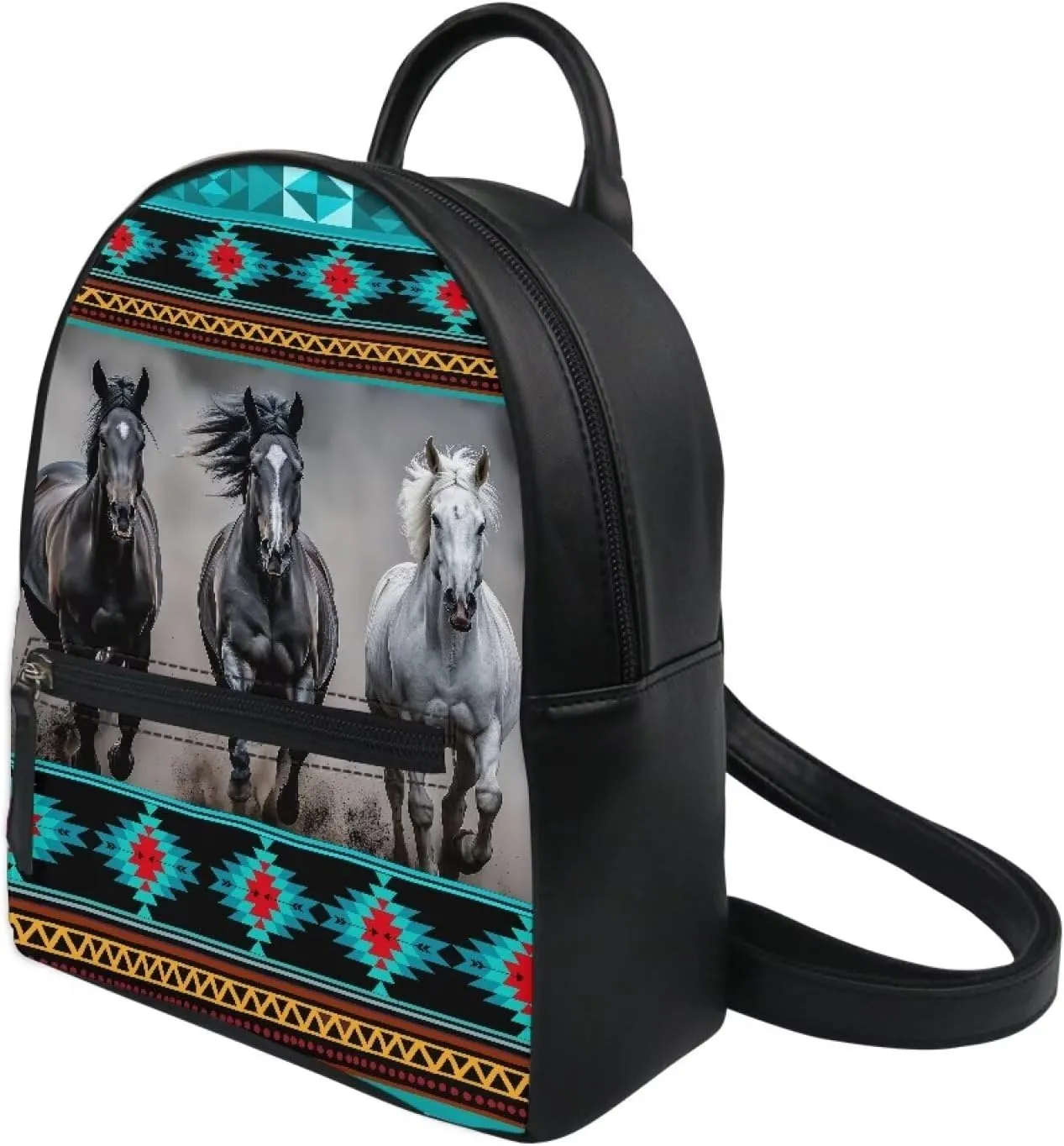Showudesigns Boho Horse Purse for Women Backpack Mini Handbag for Teens Girls Birthday Gifts Aztec Small Shoulder Bags Casual Daypack With Zipper Back Pack Fashion Tote Bag Blue