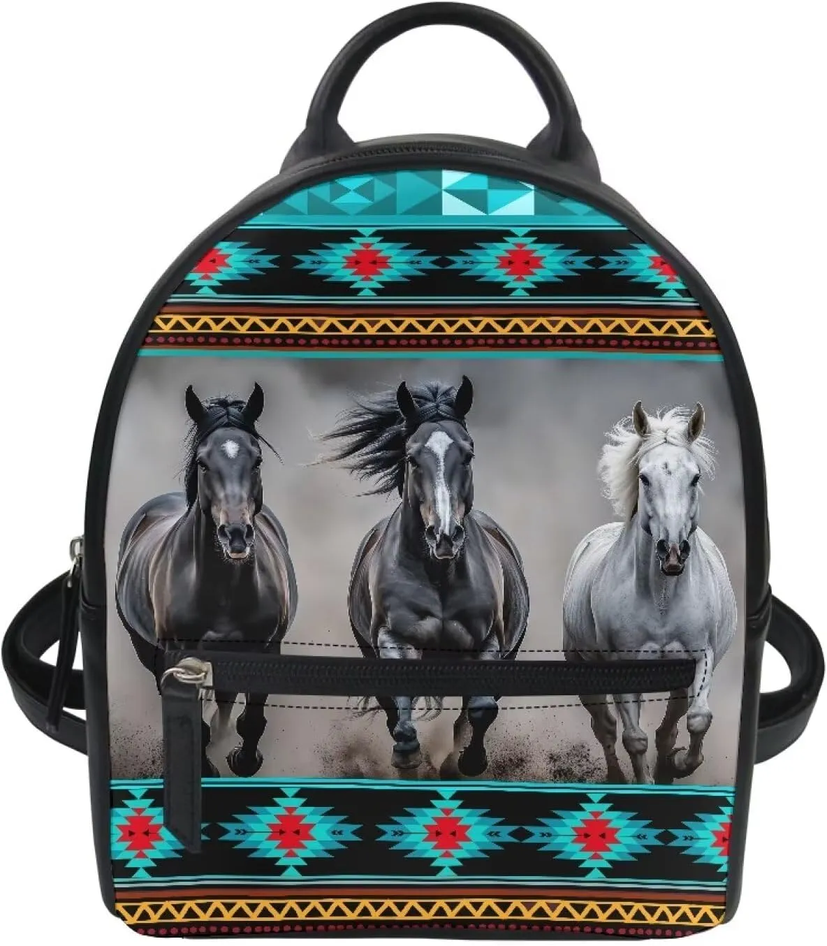 Showudesigns Boho Horse Purse for Women Backpack Mini Handbag for Teens Girls Birthday Gifts Aztec Small Shoulder Bags Casual Daypack With Zipper Back Pack Fashion Tote Bag Blue