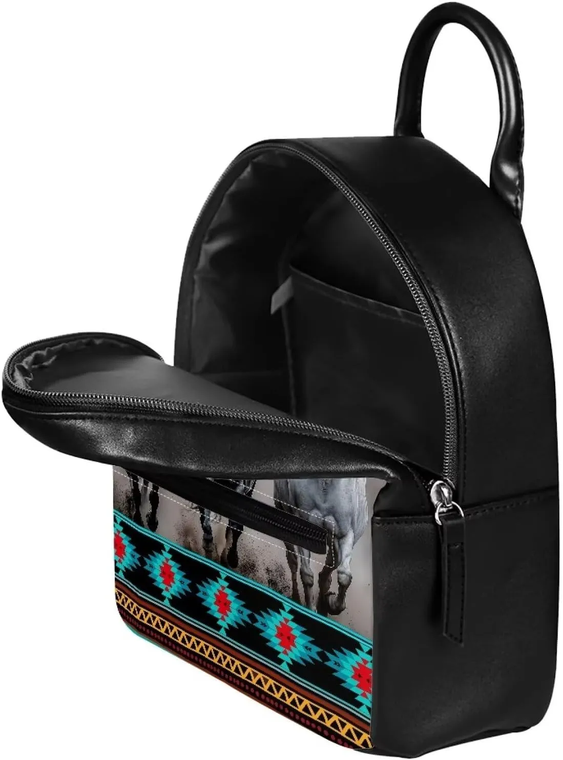 Showudesigns Boho Horse Purse for Women Backpack Mini Handbag for Teens Girls Birthday Gifts Aztec Small Shoulder Bags Casual Daypack With Zipper Back Pack Fashion Tote Bag Blue