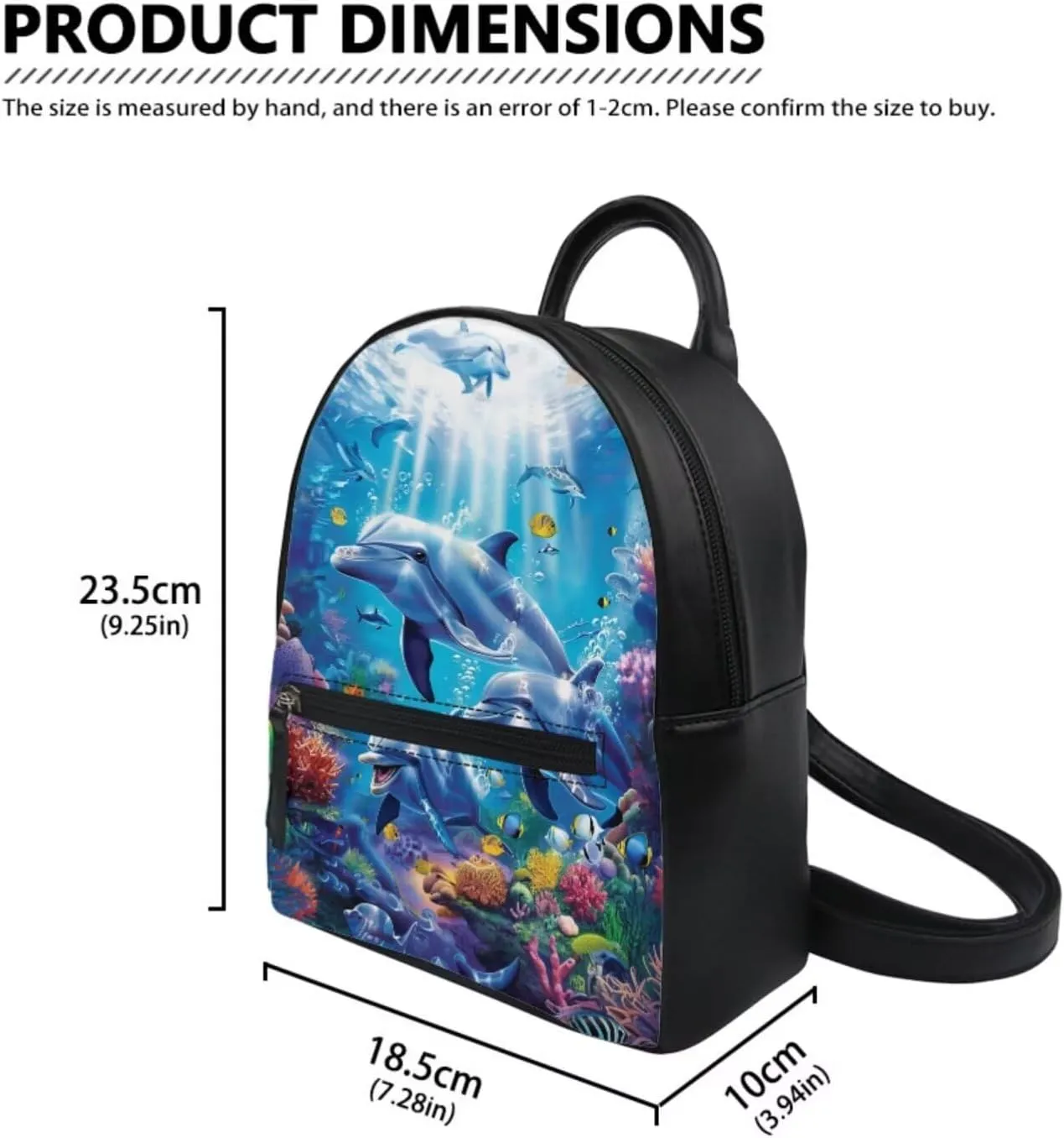 Showudesigns Dolphin Mini Backpack Purse for Women Shoulder Bag Zipper Back Pack Daypack Travel Accessories Handbags Stuff Sack Tote Bags for Travel Shopping Backpacks Wallet Set Of 2