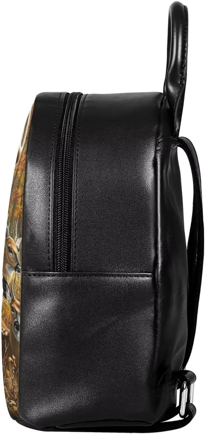 Showudesigns Forest Deer Backpack Purse for Women Mini Backpack with Inner Pouch Women Purse Camo Leather Rucksack Travel Daypack Teenager Handbags Back Pack Brown Tote Bags