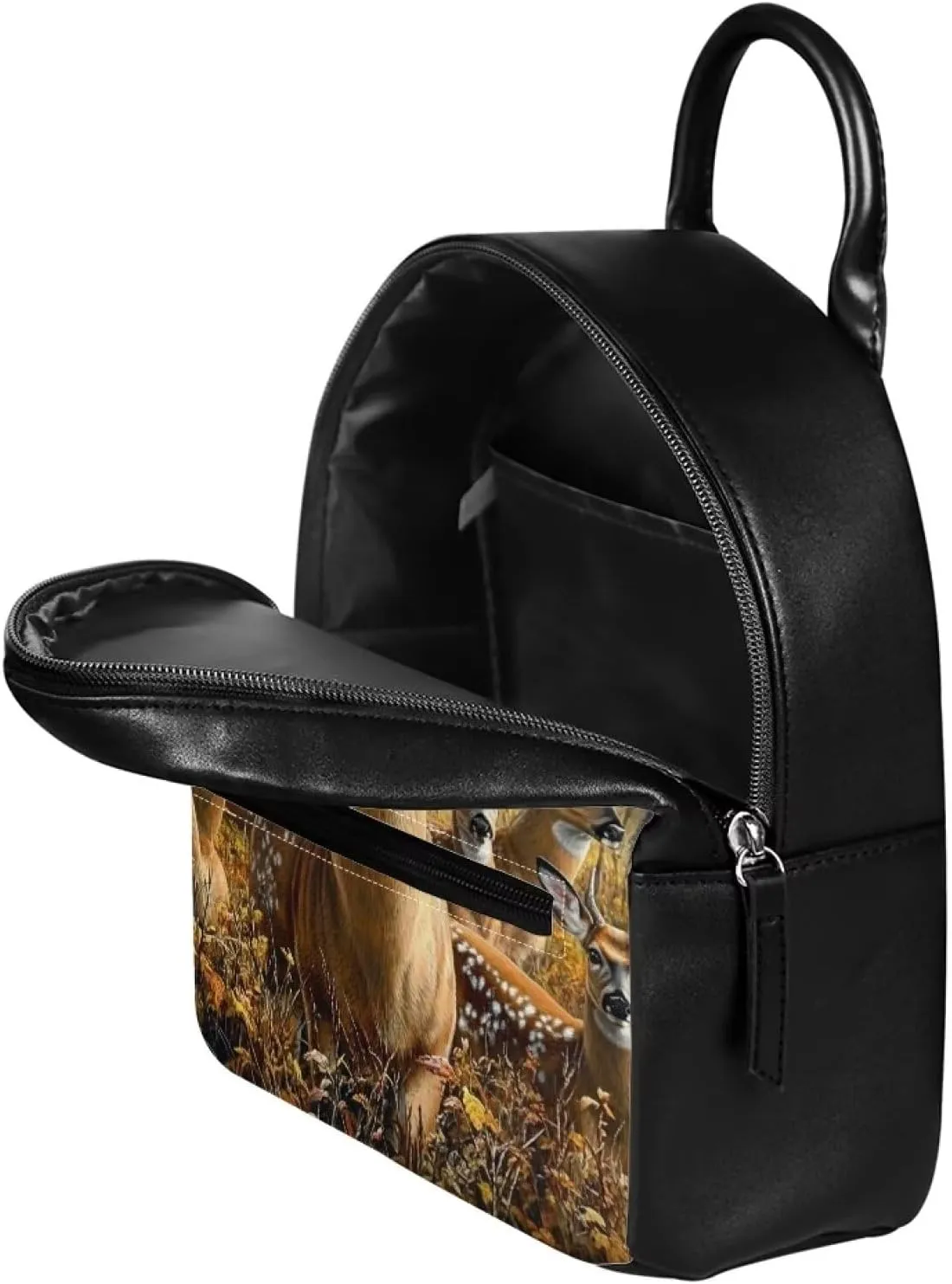 Showudesigns Forest Deer Backpack Purse for Women Mini Backpack with Inner Pouch Women Purse Camo Leather Rucksack Travel Daypack Teenager Handbags Back Pack Brown Tote Bags