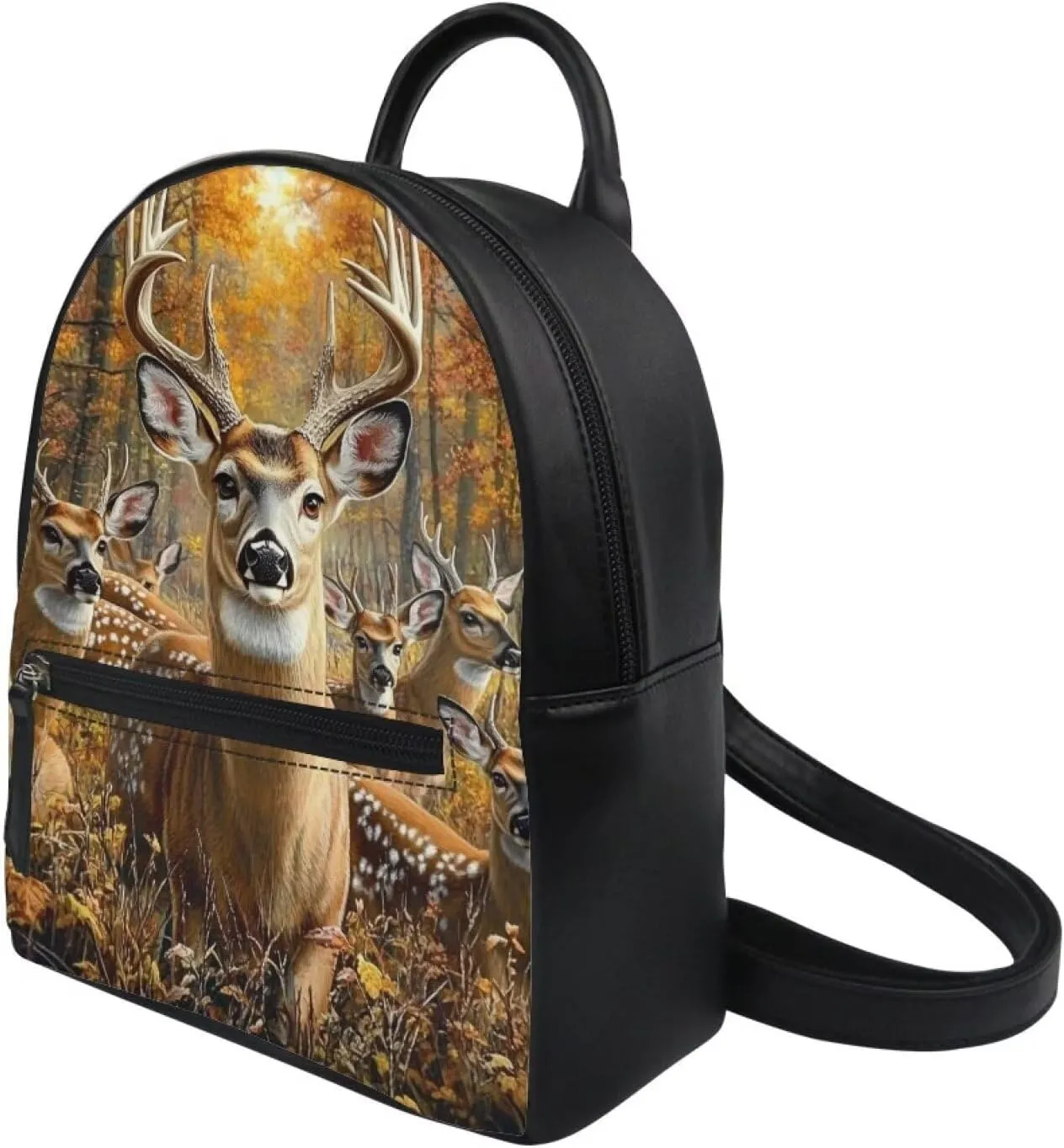 Showudesigns Forest Deer Backpack Purse for Women Mini Backpack with Inner Pouch Women Purse Camo Leather Rucksack Travel Daypack Teenager Handbags Back Pack Brown Tote Bags