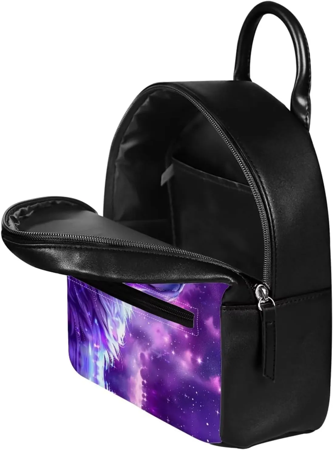 Showudesigns Galaxy Wolf Purse for Women Backpack Mini Handbag for Teen Girls Birthday Gifts Travel Shoulder Bags Casual Daypack With Zipper Back Pack Purple