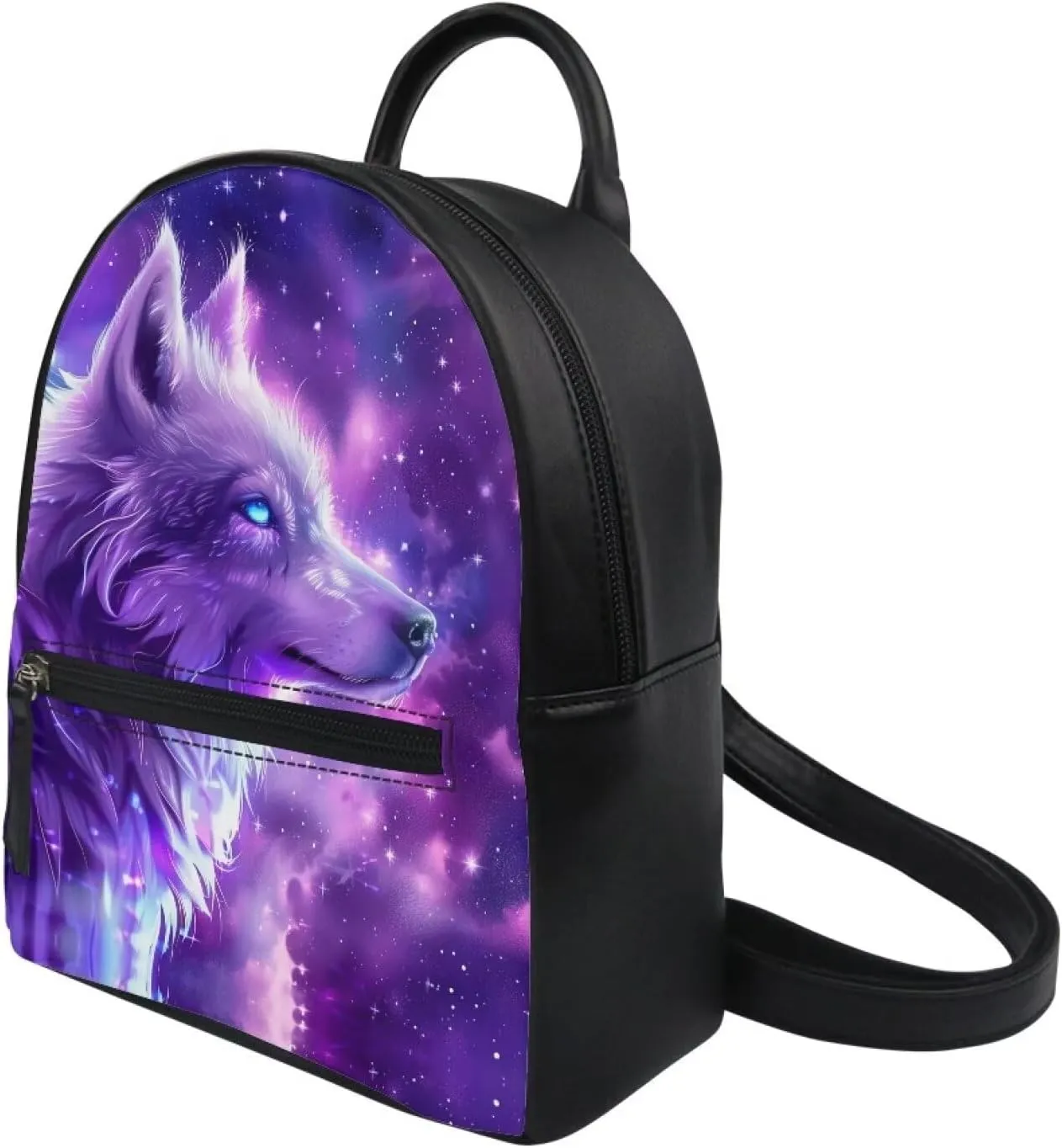 Showudesigns Galaxy Wolf Purse for Women Backpack Mini Handbag for Teen Girls Birthday Gifts Travel Shoulder Bags Casual Daypack With Zipper Back Pack Purple