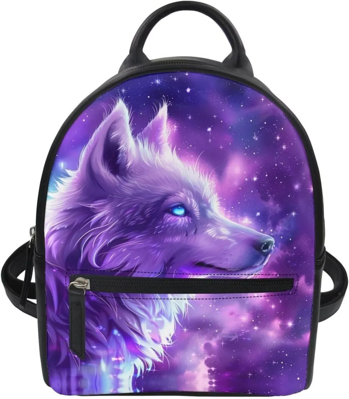 Showudesigns Galaxy Wolf Purse for Women Backpack Mini Handbag for Teen Girls Birthday Gifts Travel Shoulder Bags Casual Daypack With Zipper Back Pack Purple