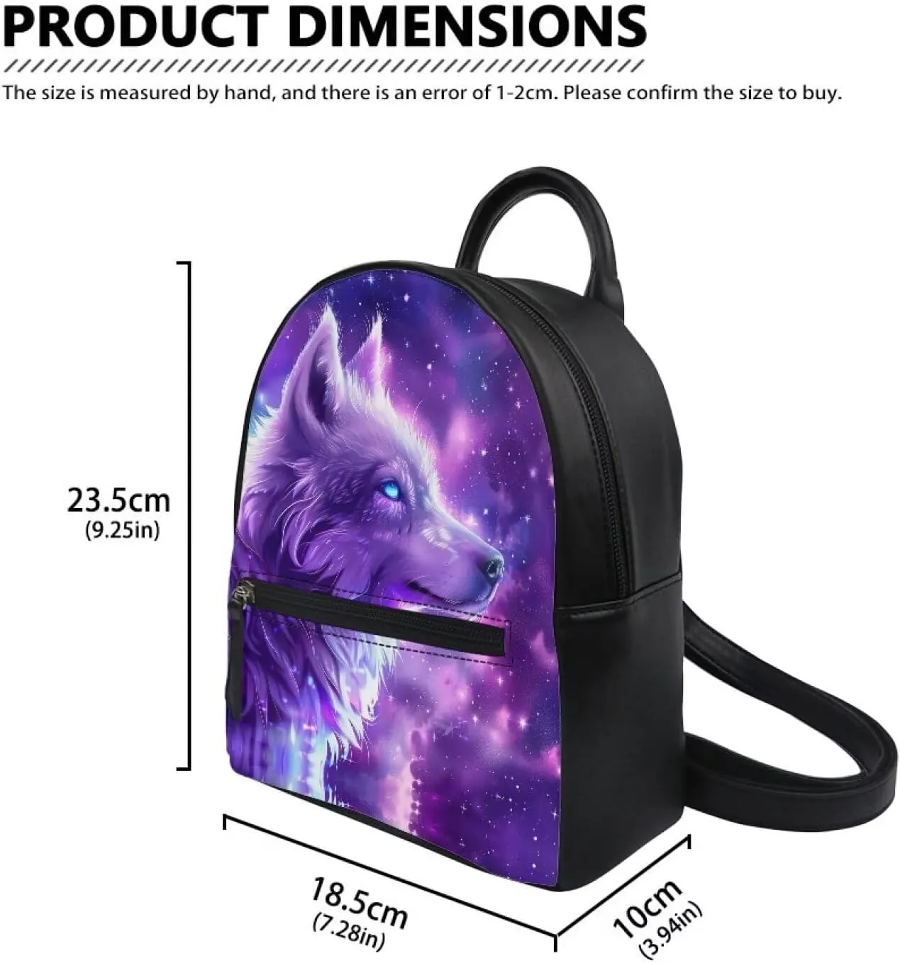 Showudesigns Galaxy Wolf Purse for Women Backpack Mini Handbag for Teen Girls Birthday Gifts Travel Shoulder Bags Casual Daypack With Zipper Back Pack Purple