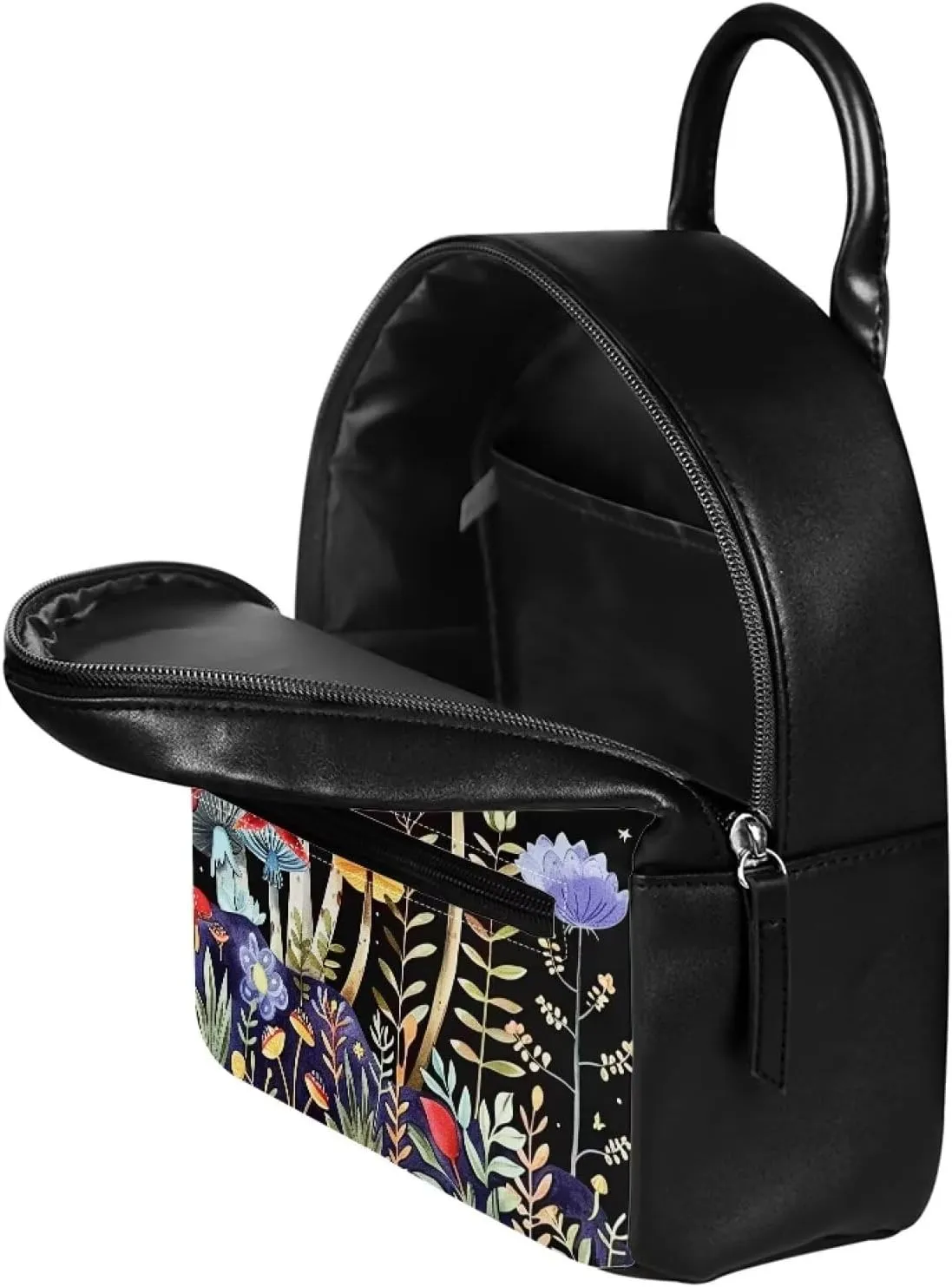 Showudesigns Mushroom Backpack for Women Teen Girls Purse Small Leather Backpack Womens Shoulder Bag Mini Daypack for Travel Party Favor Beach Sackpack Daypack Moon and Star Back Pack