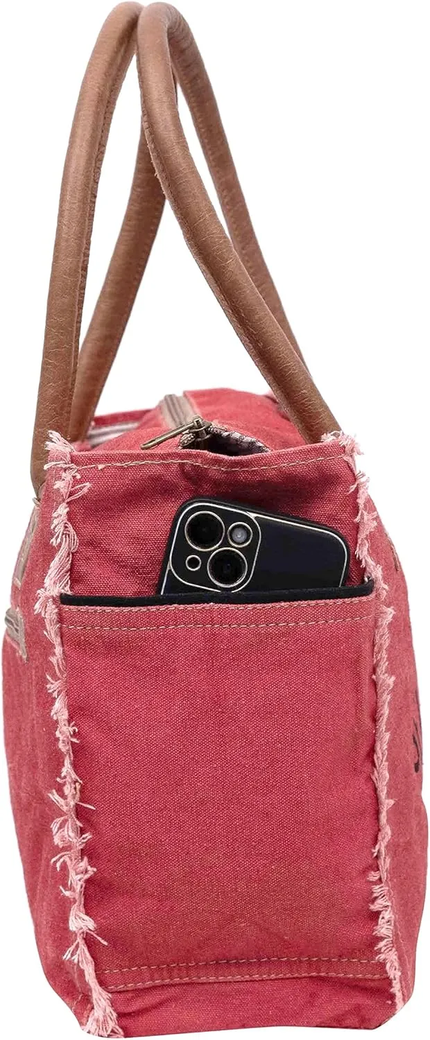 Shy Shy Bags Sel De Mer Canvas & Cowhide Tote Bag - Upcycled Radiant Leather Hand Bag