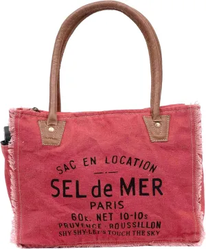 Shy Shy Bags Sel De Mer Canvas & Cowhide Tote Bag - Upcycled Radiant Leather Hand Bag