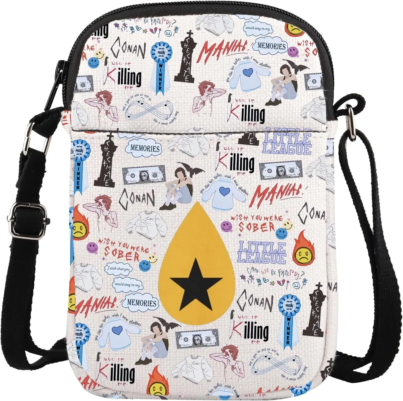 Singer Album Inspired Crossbody Bag Song Lyrics Music Fans Gift Guitar Pick Shoulder Grocery Bag Singers Concert Tour Merch