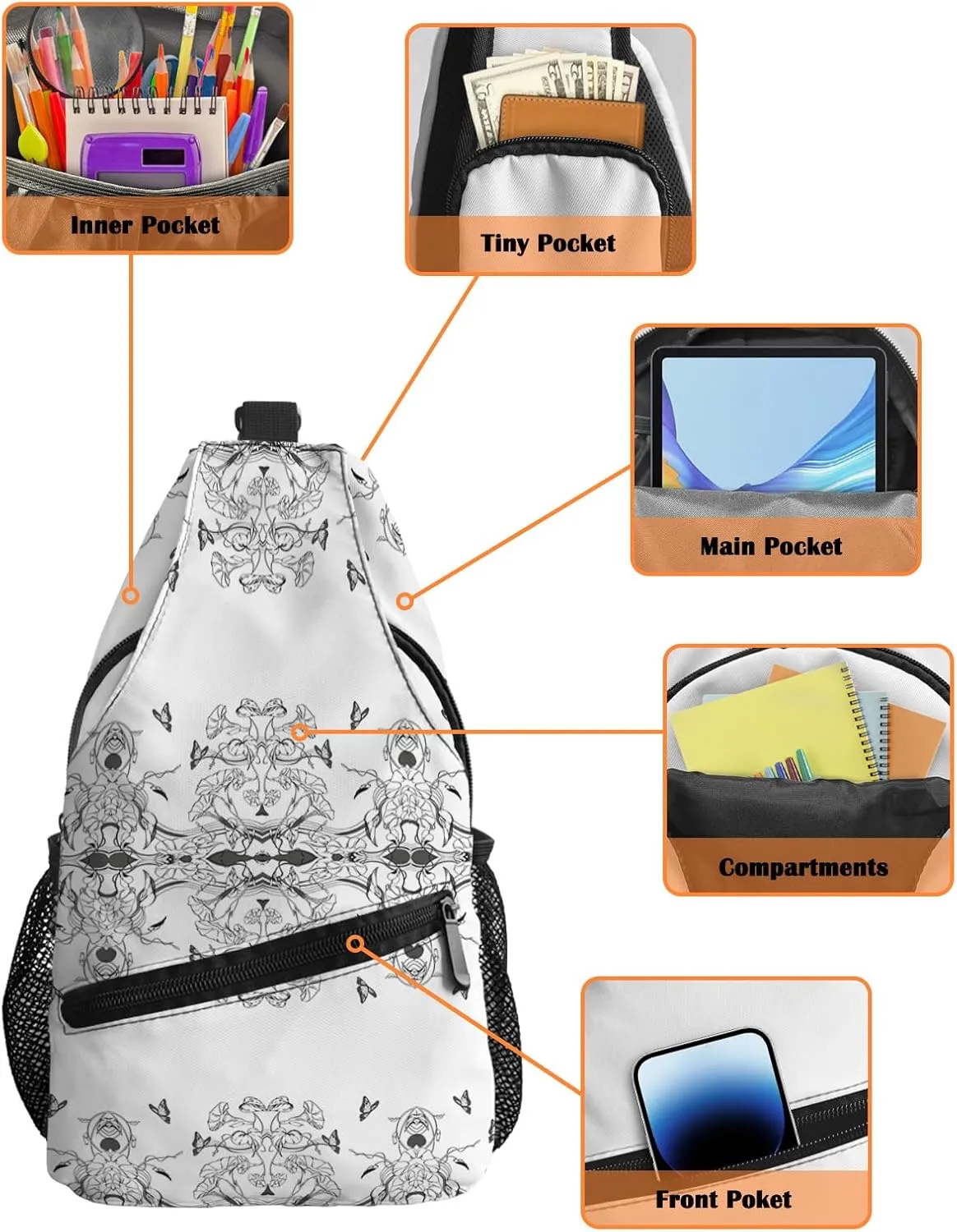 Sling Bag Crossbody Bag for Women Men Waterproof Hiking Backpack Lightweight Chest Shoulder Bag Daypack for Travel