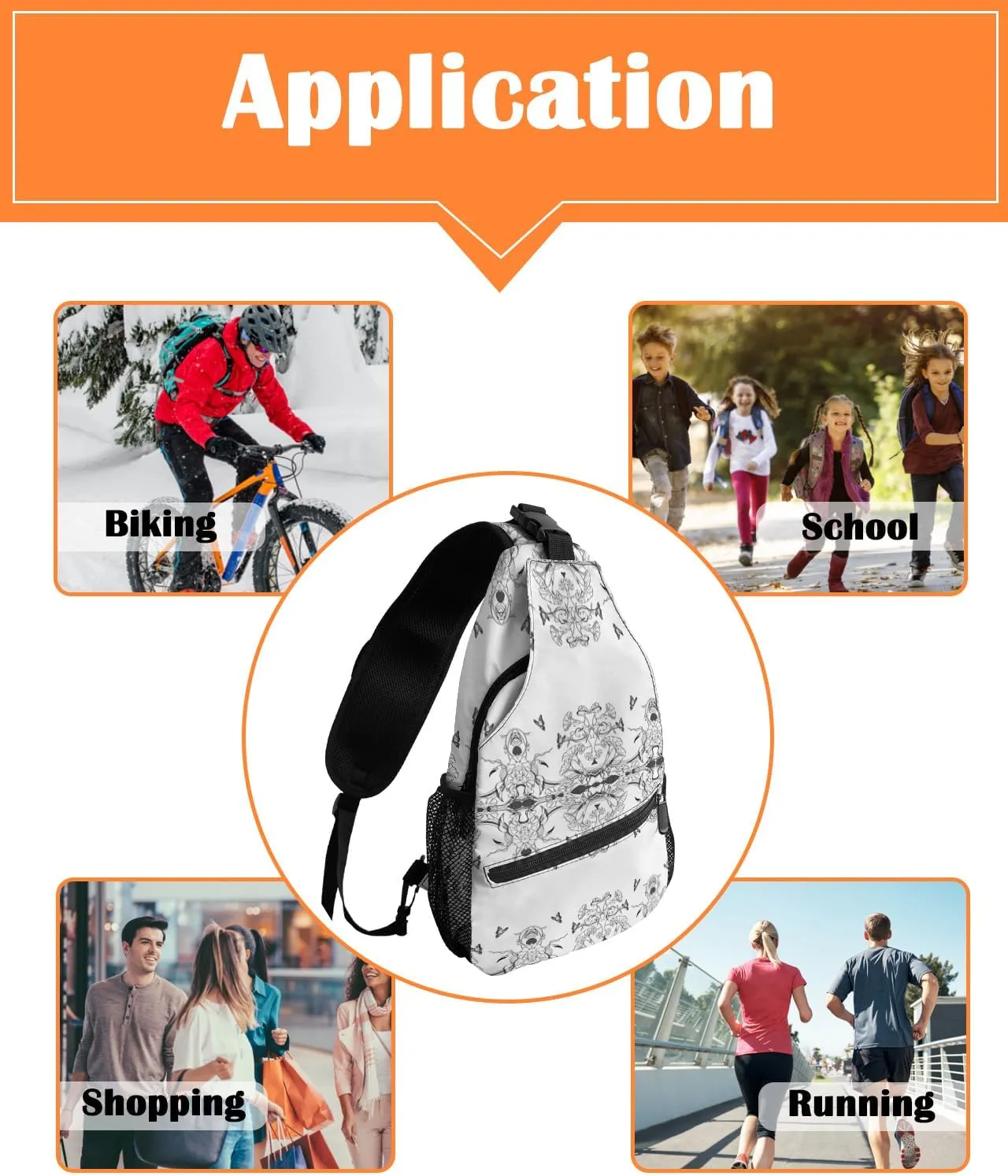 Sling Bag Crossbody Bag for Women Men Waterproof Hiking Backpack Lightweight Chest Shoulder Bag Daypack for Travel