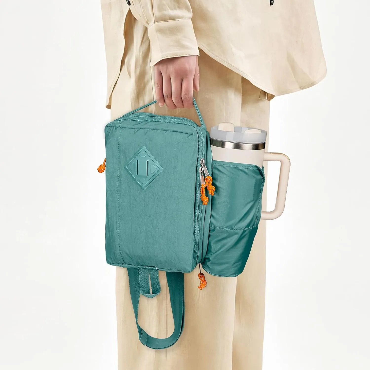 Sling Bag Retro-Modern: Waterproof Crossbody Bag for Women Men - Hidden Water Bottl Pocket for Owala Stanley Cup