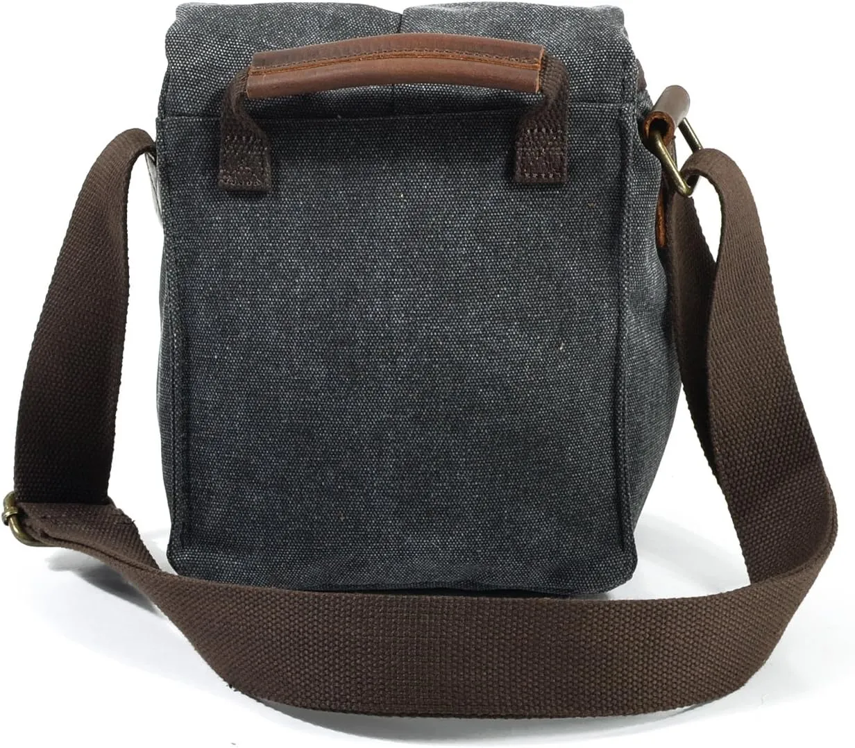 Small Camera Bag/Case, Vintage Canvase Leather Trim DSLR SLR Camera Shoulder Messenger Sling Bag