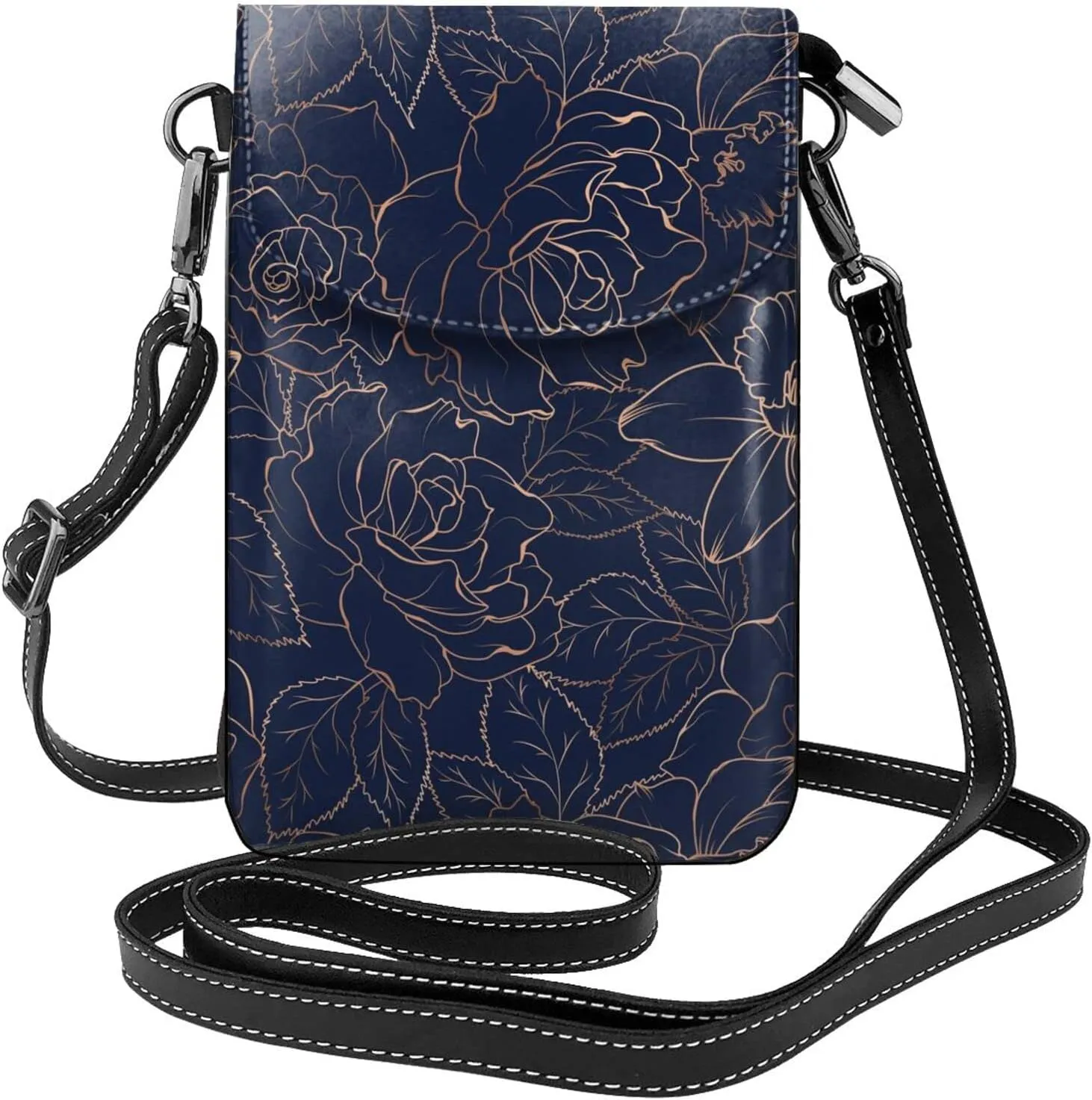 Small Crossbody Bag For Women,Leather Phone Purse Women'S Shoulder Handbags Wallet Purse -Elephant And Flowers
