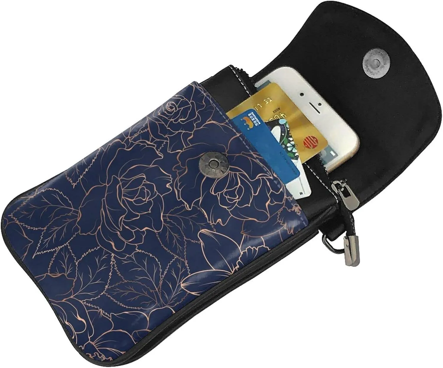 Small Crossbody Bag For Women,Leather Phone Purse Women'S Shoulder Handbags Wallet Purse -Elephant And Flowers