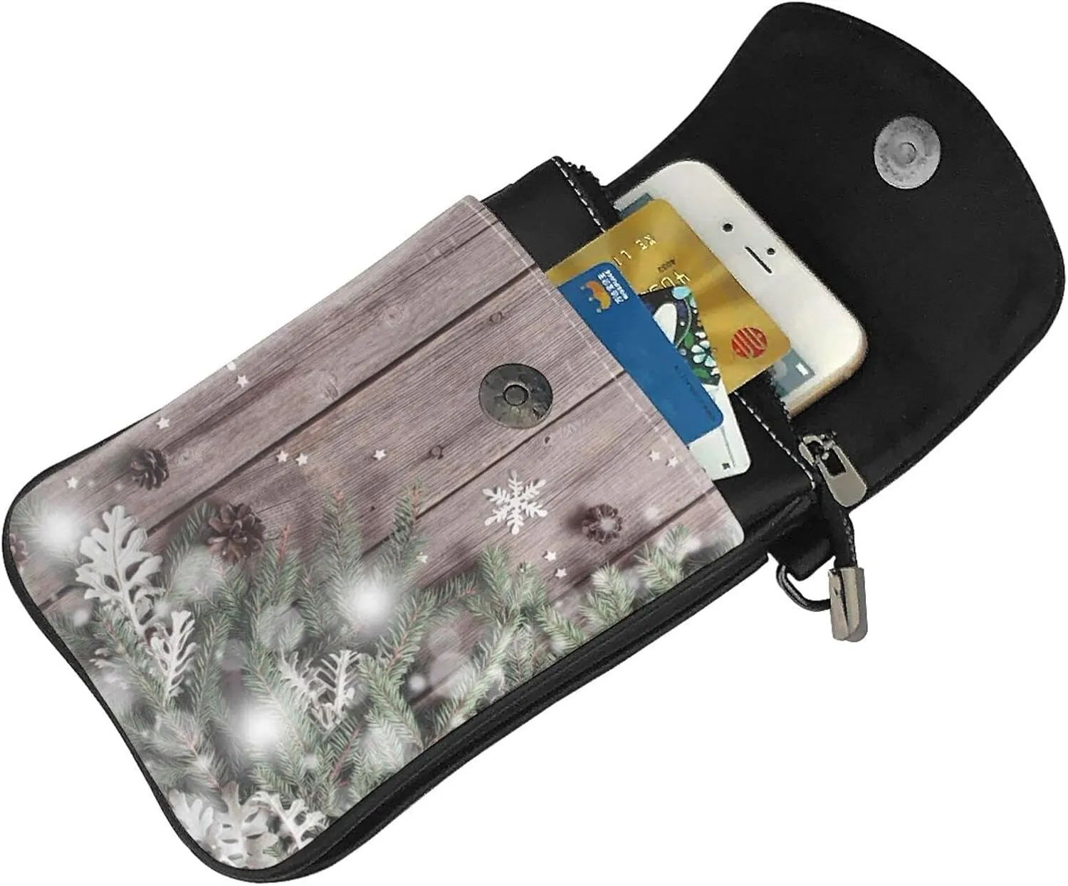 Small Crossbody Bag For Women,Leather Phone Purse Women'S Shoulder Handbags Wallet Purse -Elephant And Flowers