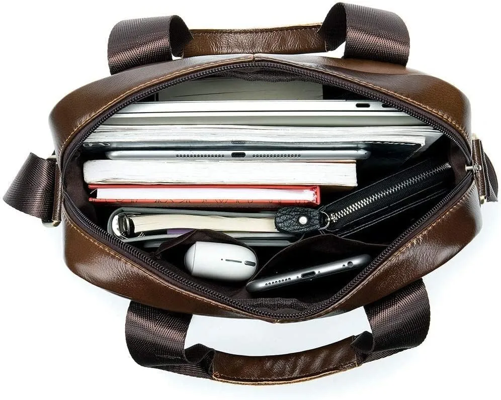 Small Messenger Bag for Men Vintage Handbag, Brown Vintage Cowhide Leather Shoulder Bag Vertical Tote Handbag