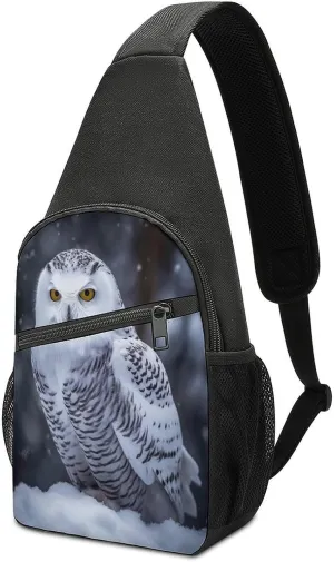 Small Sling Chest Bag Crossbody Bag for Men Women,Arctic Owl Lightweight Gym Daypack for Travel Cycling Hiking
