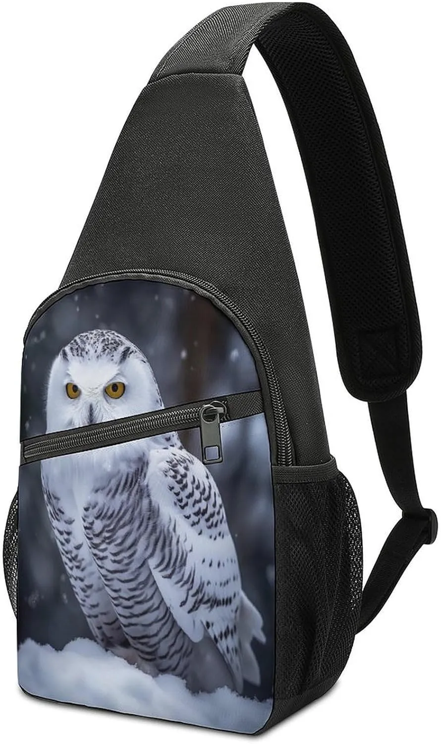 Small Sling Chest Bag Crossbody Bag for Men Women,Arctic Owl Lightweight Gym Daypack for Travel Cycling Hiking