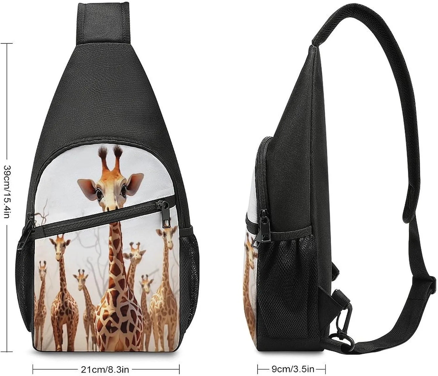 Small Sling Chest Bag Crossbody Bag for Men Women,Cute Cartoon Funny Giraffes Lightweight Gym Daypack for Travel Cycling Hiking
