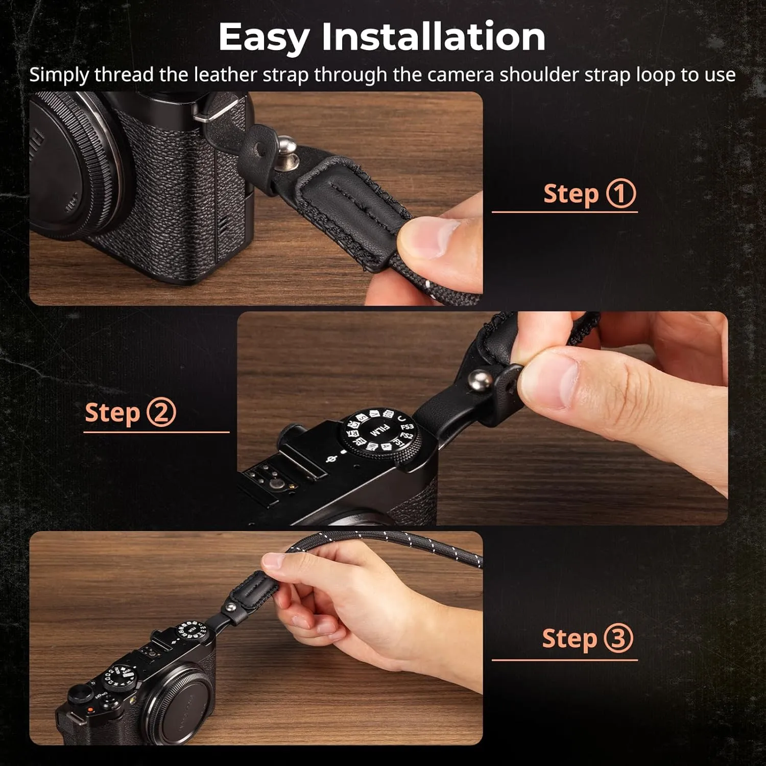 SMALLIRG Rope Camera Neck Shoulder Strap, Adjustable Braided Shoulder Strap with O-Ring and Leather Pad