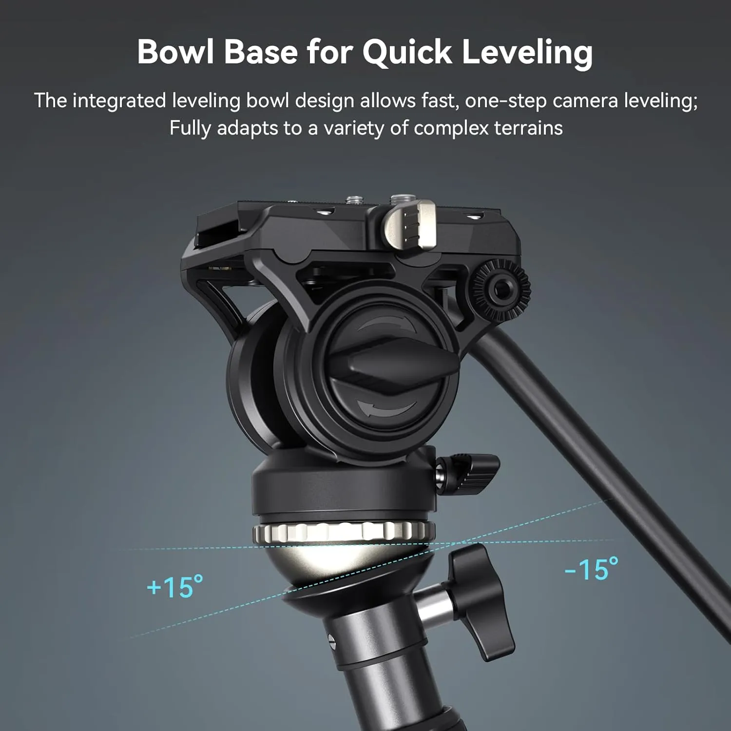 SmallRig CT210 Video Tripod, 75" Video Camera Tripod Monopod with  /-15° Leveling Base Fluid Head, Professional Camera Tripod Compatible with Video Camera, DSLR, Camcorder-4475