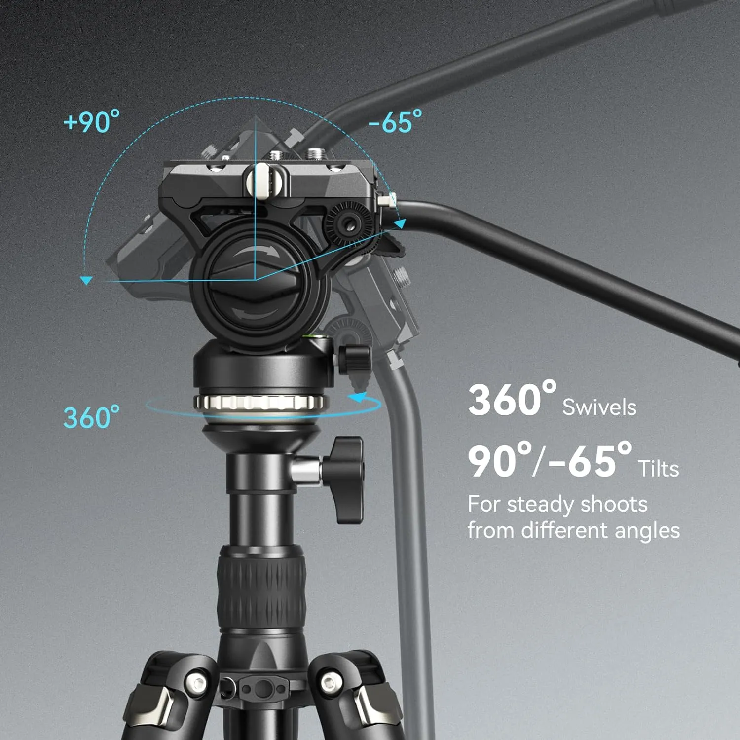SmallRig CT210 Video Tripod, 75" Video Camera Tripod Monopod with  /-15° Leveling Base Fluid Head, Professional Camera Tripod Compatible with Video Camera, DSLR, Camcorder-4475