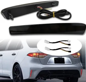 Smoked LED Rear Bumper Reflectors Fog Brake Tail Light Sequential Turn Signal Lamps Accessories Kit For 2020 2021 2022 2023 Toyota Corolla L LE SE (Rear Fog Light B)